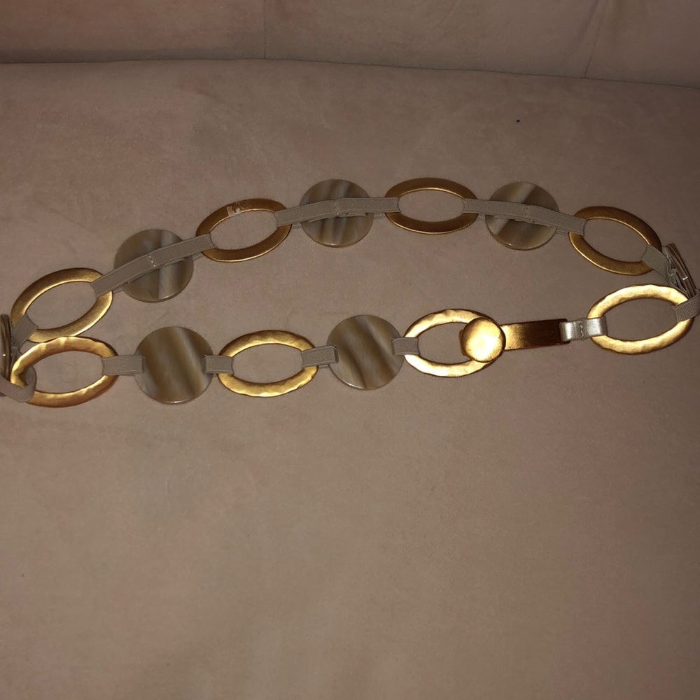 Vintage gold chain and marble elastic belt